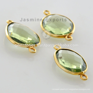 Vermeil Green Amethyst Gemstone Connectors